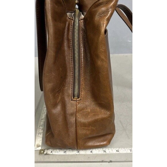 Margot New York Marcy Tote in Cognac 100% Genuine Leather Shoulder Bag Brown - Picture 9 of 10